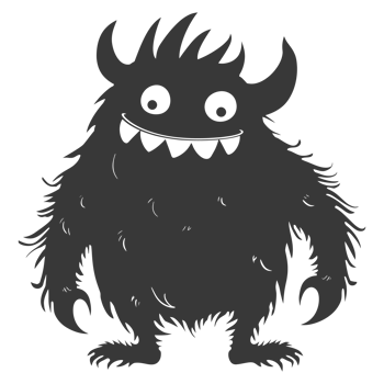 AI generated Silhouette cute monster black color only full body png