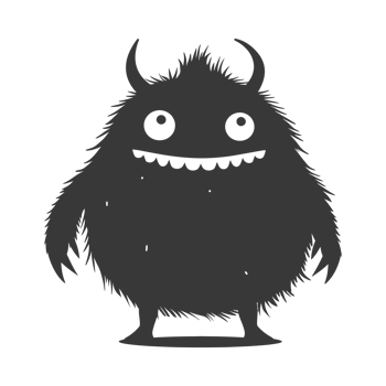 AI generated Silhouette cute monster black color only full body png