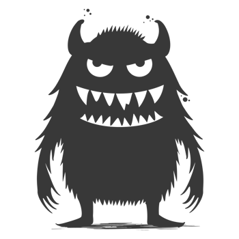 AI generated Silhouette cute monster black color only full body png