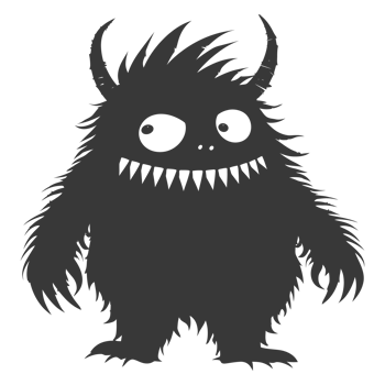 AI generated Silhouette cute monster black color only full body png