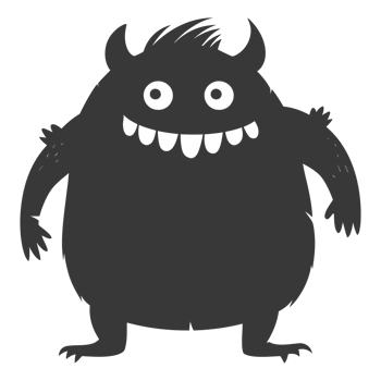 AI generated Silhouette cute monster black color only full body png