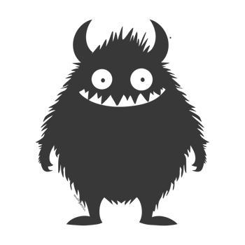 AI generated Silhouette cute monster black color only full body png