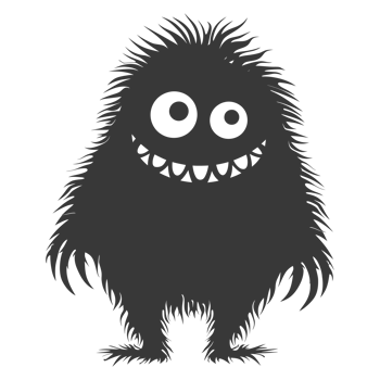 AI generated Silhouette cute monster black color only full body png