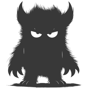 AI generated Silhouette cute monster black color only full body png