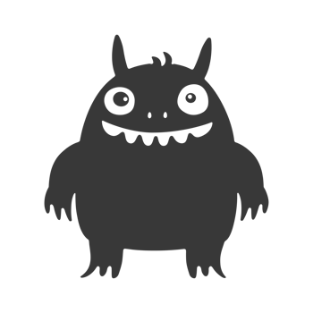 AI generated Silhouette cute monster black color only full body png