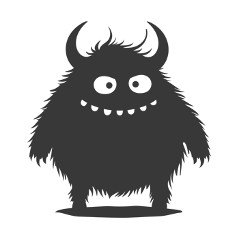 AI generated Silhouette cute monster black color only full body png
