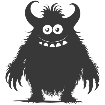 AI generated Silhouette cute monster black color only full body png