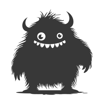 AI generated Silhouette cute monster black color only full body png