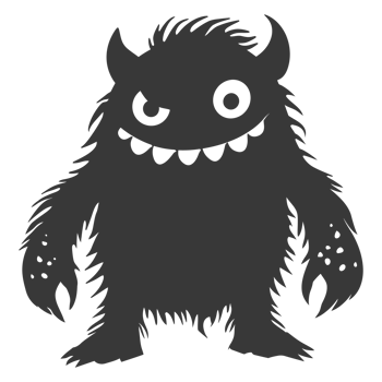 AI generated Silhouette cute monster black color only full body png