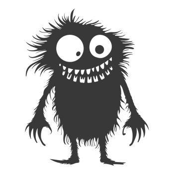 AI generated Silhouette cute monster black color only full body png