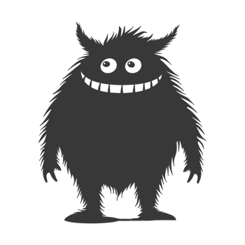 AI generated Silhouette cute monster black color only full body png