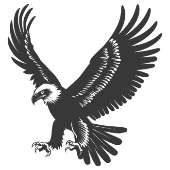AI generated Silhouette eagle animal black color only full body png