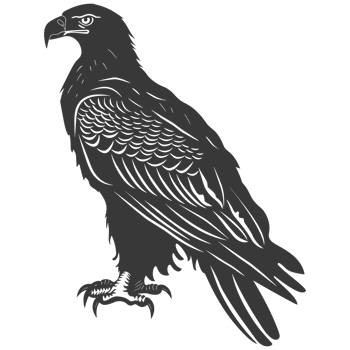 AI generated Silhouette eagle animal black color only full body png