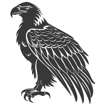 AI generated Silhouette eagle animal black color only full body png