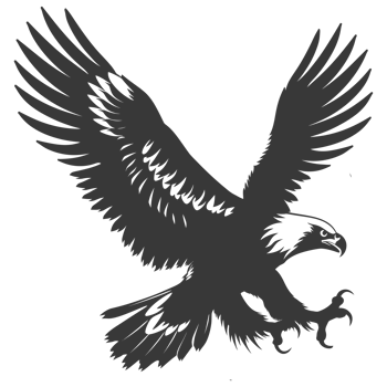 AI generated Silhouette eagle animal black color only full body png