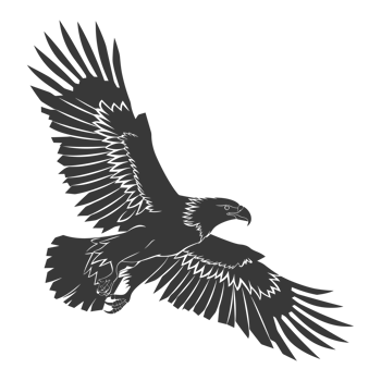 AI generated Silhouette eagle animal fly black color only full body png
