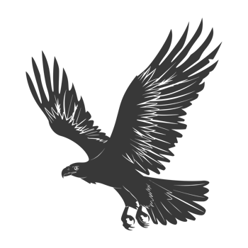AI generated Silhouette eagle animal fly black color only full body png