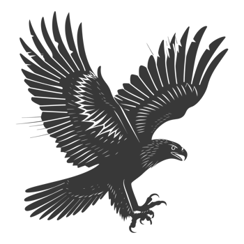 AI generated Silhouette eagle animal fly black color only full body png