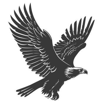AI generated Silhouette eagle animal fly black color only full body png
