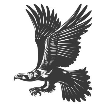 AI generated Silhouette eagle animal fly black color only full body png