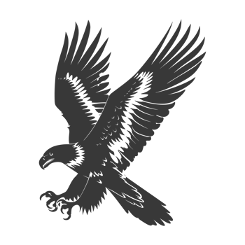 AI generated Silhouette eagle animal fly black color only full body png