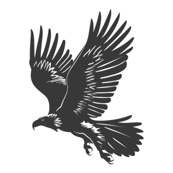 AI generated Silhouette eagle animal fly black color only full body png