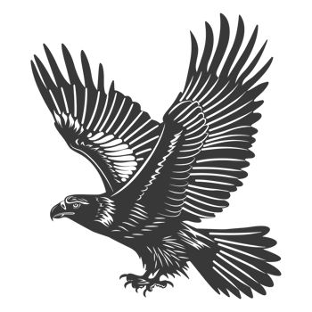 AI generated Silhouette eagle animal fly black color only full body png