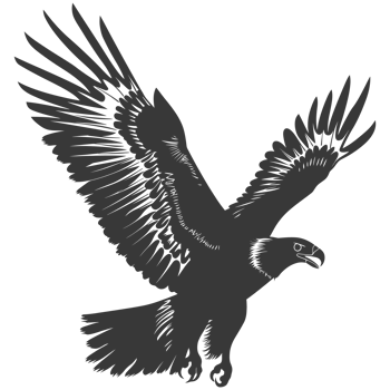 AI generated Silhouette eagle animal fly black color only full body png