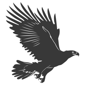 AI generated Silhouette eagle animal fly black color only full body png