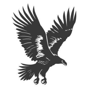AI generated Silhouette eagle animal fly black color only full body png