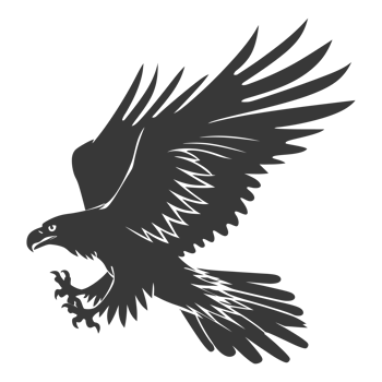 AI generated Silhouette eagle animal fly black color only full body png