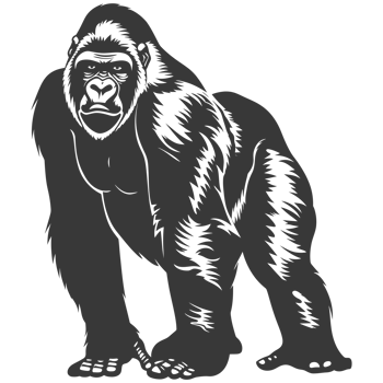 AI generated Silhouette gorilla animal black color only full body png