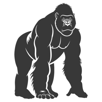 AI generated Silhouette gorilla animal black color only full body png