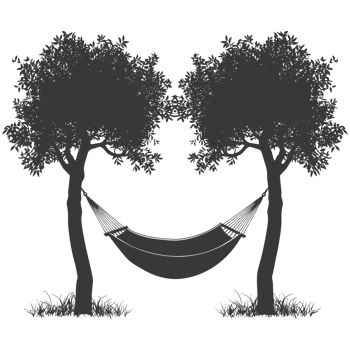 AI generated Silhouette hammock install in two tree black coloronly png