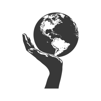 AI generated Silhouette hand holding earth black color only earth day celebration png