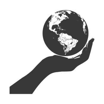 AI generated Silhouette hand holding earth black color only earth day celebration png
