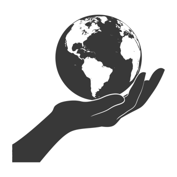 AI generated Silhouette hand holding earth black color only earth day celebration png