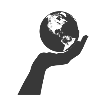 AI generated Silhouette hand holding earth black color only earth day celebration png