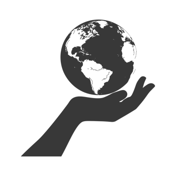 AI generated Silhouette hand holding earth black color only earth day celebration png