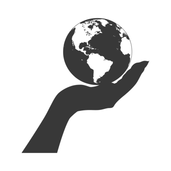 AI generated Silhouette hand holding earth black color only earth day celebration png