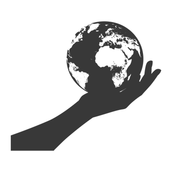 AI generated Silhouette hand holding earth black color only earth day celebration png