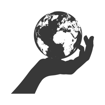 AI generated Silhouette hand holding earth black color only earth day celebration png