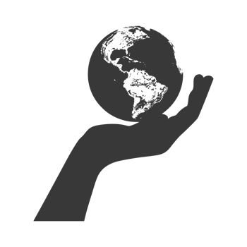 AI generated Silhouette hand holding earth black color only earth day celebration png