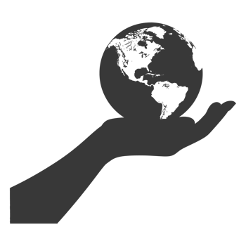 AI generated Silhouette hand holding earth black color only earth day celebration png