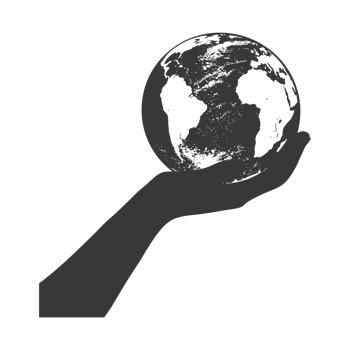 AI generated Silhouette hand holding earth black color only earth day celebration png