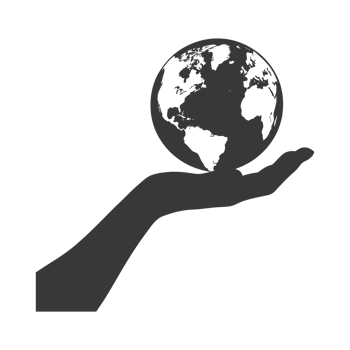 AI generated Silhouette hand holding earth black color only earth day celebration png