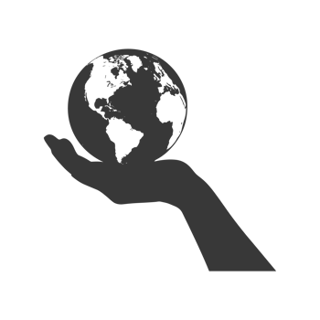 AI generated Silhouette hand holding earth black color only earth day celebration png