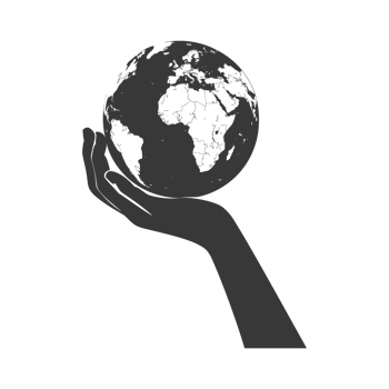 AI generated Silhouette hand holding earth black color only earth day celebration png