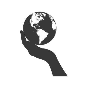 AI generated Silhouette hand holding earth black color only earth day celebration png