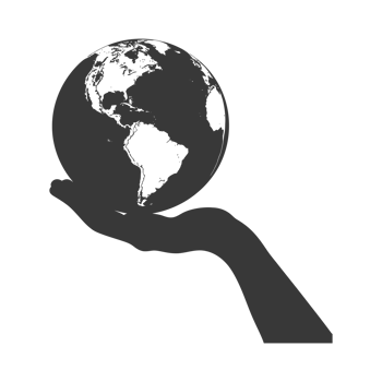 AI generated Silhouette hand holding earth black color only earth day celebration png